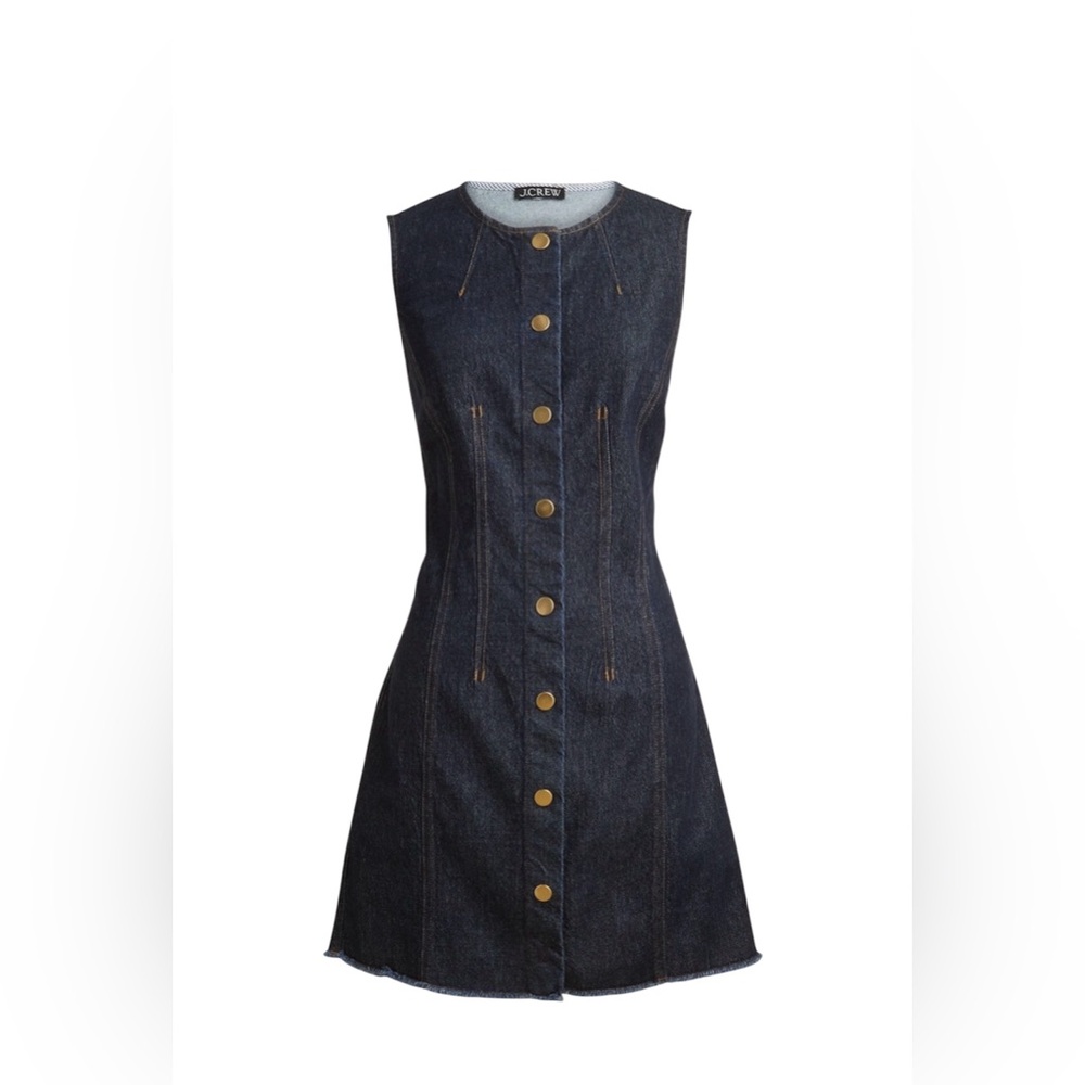 J. Crew Dark Blue Button Down Denim Dress, Size 10